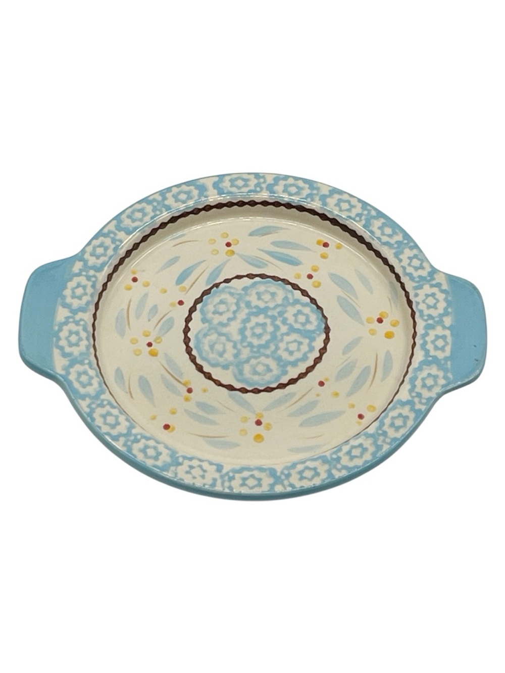 Temp-Tations Old World Blue 6.5“ 0.75“ Round Handled Platter Plate